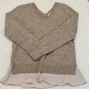 Women's V-Neck Sweater with Layered Hem